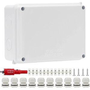 IP65 waterdichte verdeeldoos opbouw - 15x11x7cm - vochtige ruimtes tuin - externe elektrische aansluitkast - kabeldiameter Ø 6-12 mm .