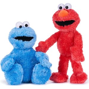 Elmo + Cookie Monster Sesamstraat Pluche Knuffel Set 38 cm - Sesamestreet Plush Toy | Sesam Straat Speelgoed pop Knuffeldier Knuffelpop voor kinderen jongens meisjes | Koekie Monster, Elmo, Oscar Mopperkont, Bert, Ernie, Pino
