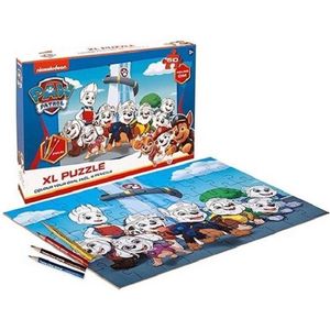 Paw Patrol - XL Puzzel - Kleur Je Eigen Puzzel - Inclusief 4 Potloden