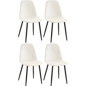 In And OutdoorMatch Stoel Ariel - Wit - Set van 4 - Fluweel - Hoge kwaliteit bekleding - Luxe stoel - Moderne look