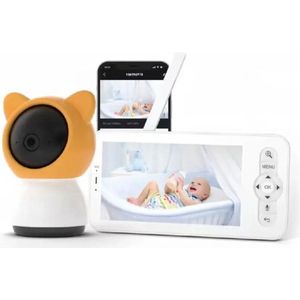 Babyfoon met Camera en App - Baby Monitor - Huisdiercamera - Hondencamera - Full HD - Oranje met Wit