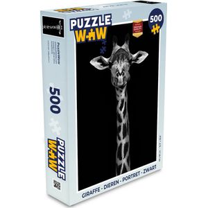 Puzzel Giraffe - Dieren - Portret - Zwart - Legpuzzel - Puzzel 500 stukjes