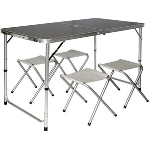 Stellar Campingtafel - Aluminium - 4 Krukjes - Inklapbaar - Kamperen - Hoogte Verstelbaar - Draagvermogen 30 kg - Ruimtebesparend