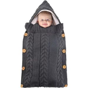 BonBini's® baby voetenzak - babyvoetenzak buggy - wandelwagenvoetenzak - babydekentje met knopen - babydekentje met knopen - 75 x 35 cm - 0-3 maanden-Dark Grey