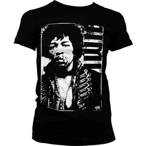 Jimi Hendrix Dames Tshirt -S- Distressed Zwart