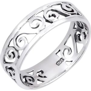 Ringen dames | Zilveren ring, breed, opengewerkt