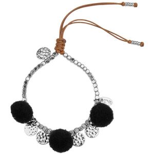 Jozemiek Pompom Armband 14K Witgoud - Zwart