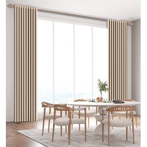 SB Line Kant en klaar Gordijn - Verduisterend - Met ringen - 300x260 cm - Licht Beige