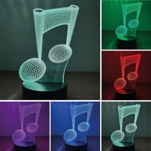 Klarigo® Nachtlamp – Muzieknoot - Muziek - 3D LED Lamp Illusie – 16 Kleuren – Bureaulamp - Sfeerlamp – Nachtlampje Kinderen – Creative lamp - Met afstandsbediening