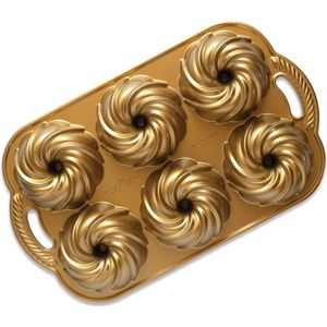 Tulband Bakvorm ""Swirl Bundtlette Pan"" - Nordic Ware | Premier Gold