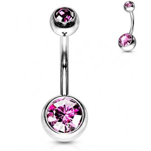 Piercing dubbel steentje roze