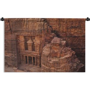 Wandkleed Petra - Oude tempel uit zandsteen gesneden Petra in Jordanië Wandkleed katoen 150x100 cm - Wandtapijt met foto