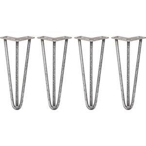 4 x Tafelpoten pinpoten - Lengte: 30.5cm - 3 pin - 12mm – Ruw staal - SkiSki Legs ™ - Retro hairpin