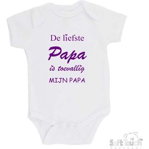 100% katoenen Romper ""De liefste papa is toevallig mijn papa"" Meisjes Katoen Wit/paars Maat 62/68