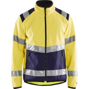 Blaklader 4877 Reflecterende Softshell Werkjas Geel/Marineblauw