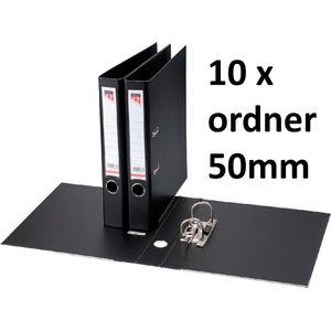 10 x Ordner Quantore - A4 - 50mm breed - PP kunststof - zwart
