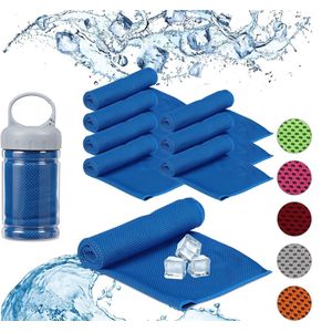 relaxdays 8x verkoelende handdoek - sporthanddoek - ijshanddoek - cooling towel - blauw