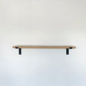 GoudmetHout Massief Eiken Wandplank - 120x20 cm - Industriële Plankdragers L-vorm - Staal - Mat Zwart - Wandplank industrieel