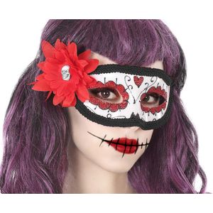 ATOSA - Dia de los Muertos masker met rode bloem voor volwassenen