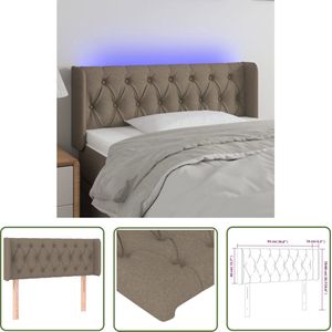 The Living Store Hoofdbord LED 93x16x78/88 cm stof taupe - Klassieke Hoofdbord - Led Hoofdbord - Hoofdbord Met Lampjes - Taupecouleur Hoofdbord - Leeshoofd Bord