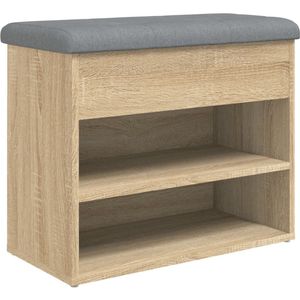 vidaXL Schoenenbankje 62x32x50 cm bewerkt hout sonoma eikenkleurig - Schoenenbankje - Schoenenbankjes - Halbankje - Opbergbankje