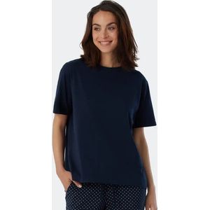 SCHIESSER Mix+Relax T-shirt - dames shirt korte mouwen donkerblauw - Maat: 46