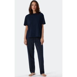 SCHIESSER Mix+Relax T-shirt - dames shirt korte mouwen donkerblauw - Maat: 48