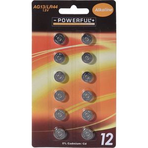 Knoopcel 1.5V AG13 - LR44/ L1154 Powerful Alkaline 12 stuks in blister