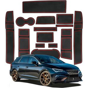 Stofdicht Antislip Tapijt voor Binnendeur Seat Leon Cupra 5F FR St 5D MK3 2017-2020 - Snijden Armsteun Opbergdoos