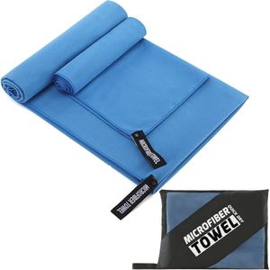 Compacte en Sneldrogende Microvezel Handdoeken Set - Perfect voor Sport, Strand en Reizen - 2 Stuks Blauw