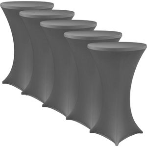 NYVI Sta-tafelhoes NYVIGala Antraciet Ø 80-85 cm - Set van 5 - Elastische premium stretchhoezen voor standaard bistro- & statafels - Rekbare tafelbekleding