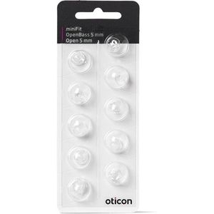 Oticon minifit OPEN / OPENBASS dome MAAT: 5 MM - Blister van 10 stuks - voor MiniRite luidsprekers