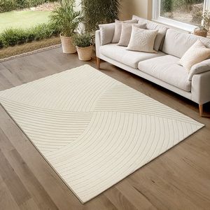 the carpet Parma Tapijt woonkamer, slaapkamer, modern kortpolig met hoog-laag effect, aangenaam zacht,, Cream, 160 x 220 cm