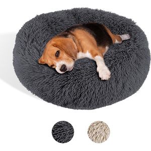 Bastix - Hondenmand, rond kattenbed, donzig, donut hondenkussen voor kleine grote honden en katten, zachte en wasbare hondensofa, hondenmand 58 cm, donkergrijs