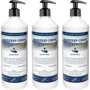 Handzeep Crème Eucalyptus 500 ml - met gratis pompje - set van 3 stuks