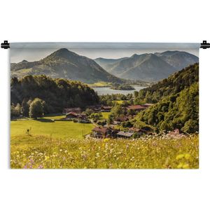 Wandkleed Bloemenweide - Bloemenweide in de Beierse Alpen Wandkleed katoen 60x40 cm - Wandtapijt met foto