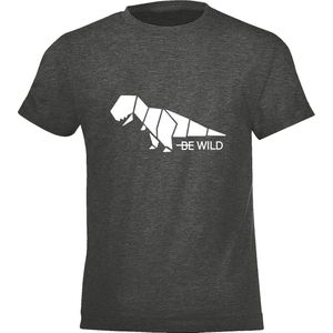 Be Friends T-Shirt - Be wild dino - Kinderen - Grijs - Maat 2 jaar