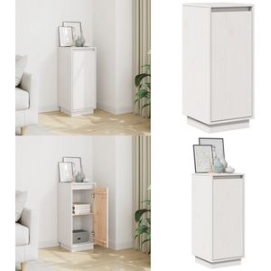 vidaXL Dressoir 31,5x34x75 cm massief grenenhout wit - Dressoir - Dressoirs - Buffetkast - Opbergkast