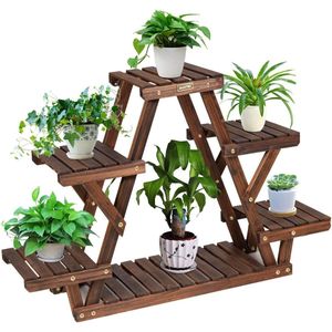 COSTWAY Bloementrap, plantenstandaard, hout, plantentrap, bloemenstandaard, plantenrek, tuin, houten rek met meerdere verdiepingen