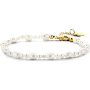 CO88 Colection 8CB-91079 Stalen Armband met Kralen - Dames - Parel - 17 cm