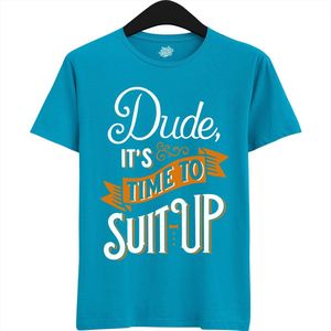 Dude Shuit Up | Vrijgezellenfeest Cadeau Man - Groom To Be Bachelor Party - Grappig Bruiloft En Bruidegom Bier Shirt - T-Shirt - Unisex - Aqua - Maat XL