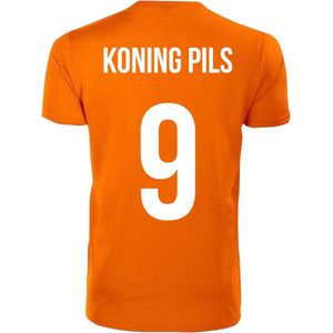 Oranje T-shirt - Koning Pils - Koningsdag - EK - WK - Voetbal - Sport - Unisex - Maat XXL