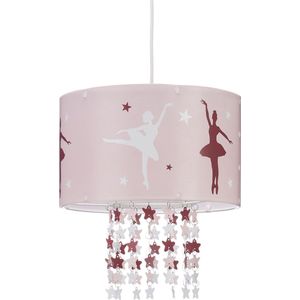 Relaxdays hanglamp meisjes - plafondlamp ballerina - kinderlamp roze - lamp kinderkamer