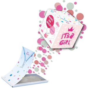 Boemby - Exploderende Confettikubus Wenskaart Geboorte - Its a girl Explosion Box - Geboortekaartjes - Confetti kaart - Geboorte Cadeau - Unieke wenskaarten - #1