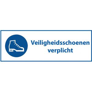 Veiligheidsschoenen verplicht bord met tekst - kunststof 400 x 150 mm