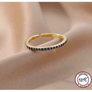 Soraro Blue Zirkonia Ring | Blauw | Goud | 18K Goldplated | Zirkonia Stenen | Vrouwen Sieraden | Dames Ringen | Vrouwen Ringen