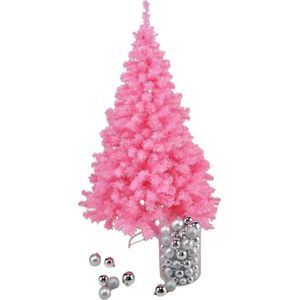 Kunst kerstboom/kunstboom roze 150 cm - Kunst kerstbomen / kunstbomen