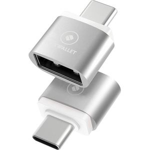 LUXWALLET O3 - OTG Adapter - Verander USB naar USB-C / Type-C voor o.a. Macbook - Zilver