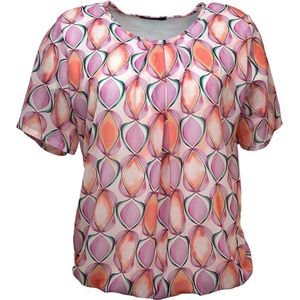 Pink Lady dames blouse - blouse - korte mouw - N101 - roze print - maat L