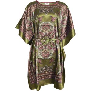 Dames kaftan/tuniek satijn onesize 36-48 groen